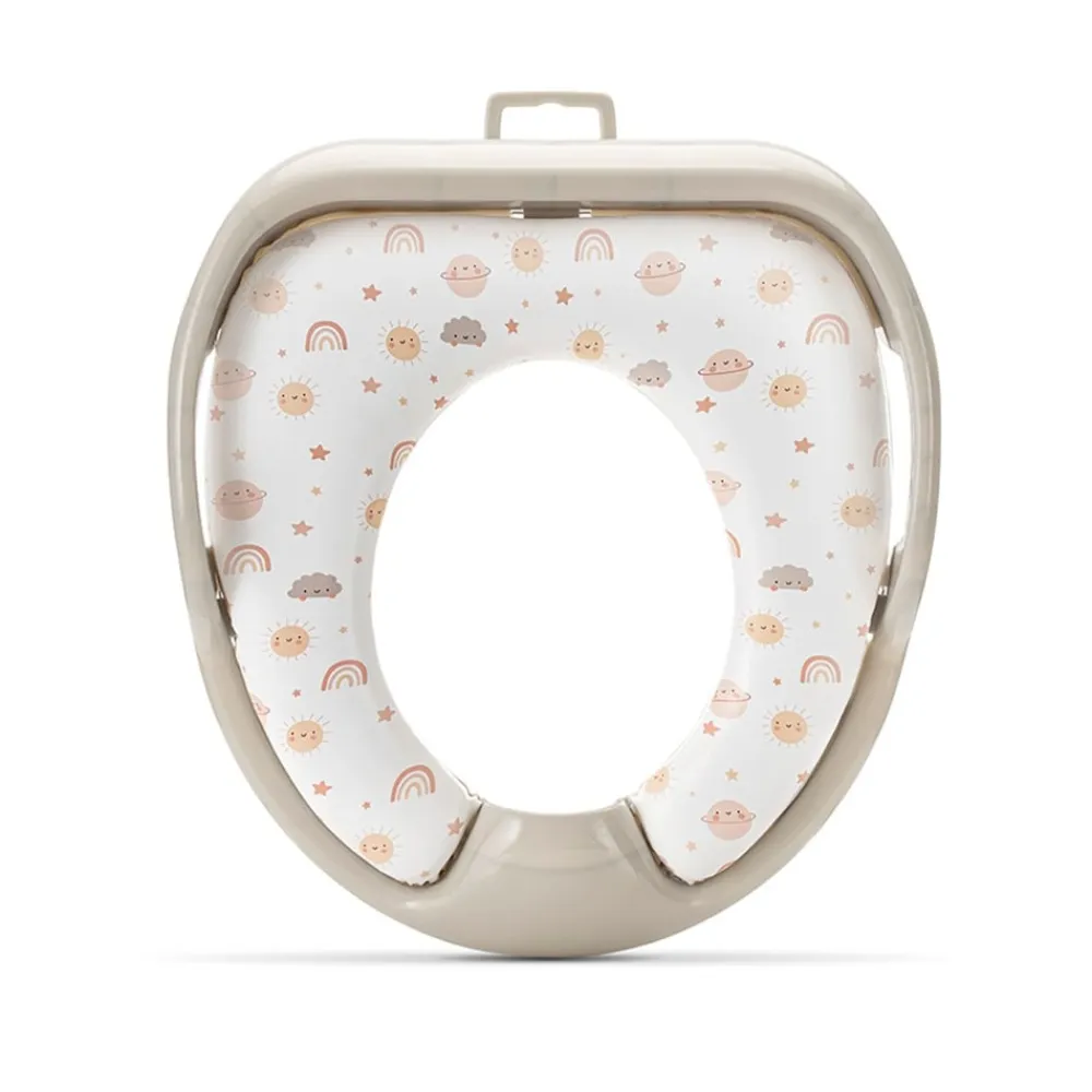 Lorelli Toilettensitz weich, Handgriffe, gepolstertes Sitzkissen, Spritzschutz beige blau Best
