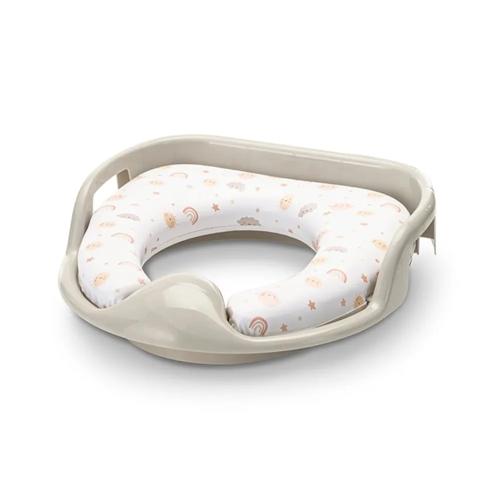 Lorelli Toilettensitz weich, Handgriffe, gepolstertes Sitzkissen, Spritzschutz beige blau Best