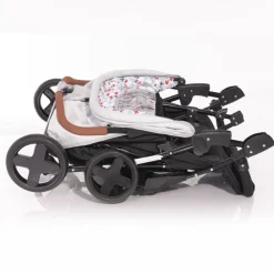 Lorelli Zwillingskinderwagen TWIN Wickeltasche Einhand-Klappsystem Fußabdeckung beige-schwarz grau/schwarz Hot