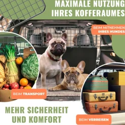® Hundegitter Auto, Autoschutzgitter Trenngitter Universal, verstellbare Breite, Kopfstütze Kofferraum Autogitter Maße HxB 30 x 92-152 cm Kofferraumgitter,+ 2x Sicherheitsgurt für Hunde ^ LOVPET Discount