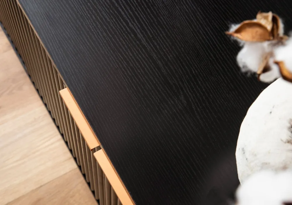 Finebuy Lowboard TV Schrank 150 cm Schwarz Türen Fernsehkommode Eiche Modern Online