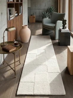Läufer kariert Elfenbein 60 x 230 cm - DEBEN | ^ KADIMA DESIGN