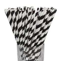 LUXENTU Papier-Trinkhalme gestreift 20 cm 100er Set Rot / Weiß Best