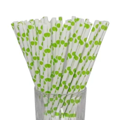 LUXENTU Papier-Trinkhalme gepunktet 20 cm 100er Set Rot / Weiß Sale