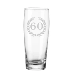 LUXENTU Willi Becher Bierglas mit Gravur 60. Jubiläum 0,5 l transparent Discount