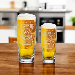 LUXENTU Willi Becher Bierglas mit Gravur Legende seit 50 Jahren 0,5 l transparent New