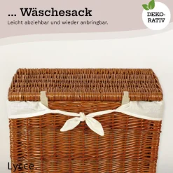 Nischenwäschekorb 60L mit Deckel, aus Weide geflochten ^ Lycce Online