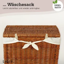 Nischenwäschekorb 60L mit Deckel, aus Weide geflochten ^ Lycce Online