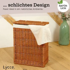 Nischenwäschekorb 60L mit Deckel, aus Weide geflochten ^ Lycce Online