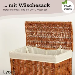 Nischenwäschekorb 60L mit Deckel, aus Weide geflochten ^ Lycce Online