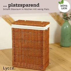 Nischenwäschekorb 60L mit Deckel, aus Weide geflochten ^ Lycce Online