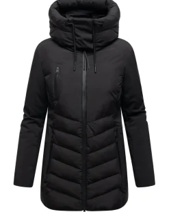 Damen Winter Steppjacke gesteppt Winterjacke Softshell Material, abnehmbarer Kapuze, gefüttert Tivaa ^ MARIKOO Online