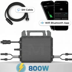 SUNNIVA MARSTEK Mikro-Wechselrichter 800 W MST-MI0800 für Balkonkraftwerk, IP67 wetterfest, Plug&Play Installation, 2 MPPT, Bluetooth WIFI, inkl. 5m Anschlusskabel, 4x 1m Solar-Verlängerungen, Micro Inverter New