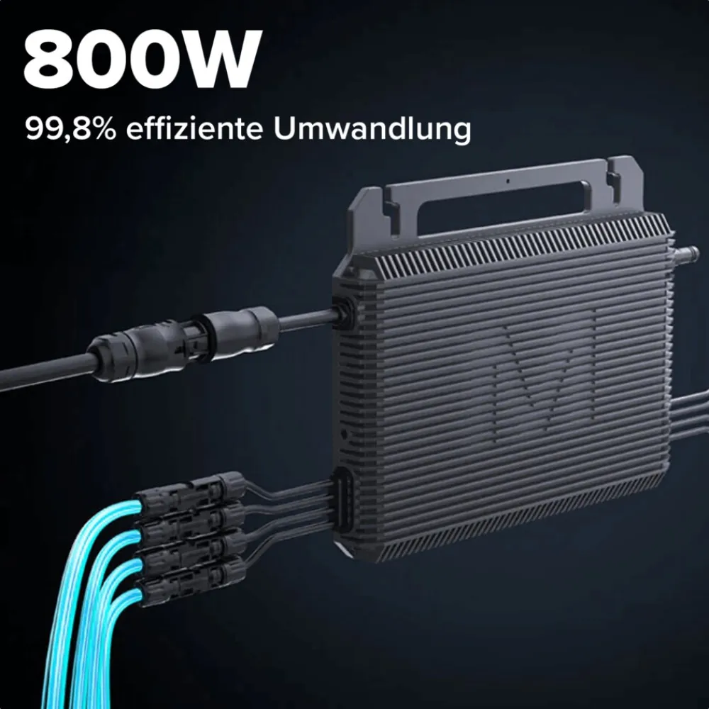 SUNNIVA MARSTEK Mikro-Wechselrichter 800 W MST-MI0800 für Balkonkraftwerk, IP67 wetterfest, Plug&Play Installation, 2 MPPT, Bluetooth WIFI, inkl. 5m Anschlusskabel, 4x 1m Solar-Verlängerungen, Micro Inverter New