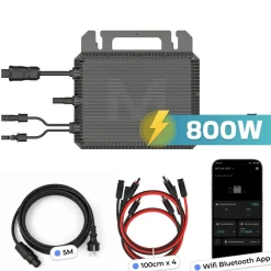 SUNNIVA MARSTEK Mikro-Wechselrichter 800 W MST-MI0800 für Balkonkraftwerk, IP67 wetterfest, Plug&Play Installation, 2 MPPT, Bluetooth WIFI, inkl. 5m Anschlusskabel, 4x 1m Solar-Verlängerungen, Micro Inverter New
