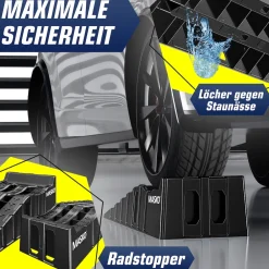 ® Auffahrrampe 2er Set | Auffahrkeile bis 5 t Traglast | KFZ-Rampe mit Überfahrschutz | Verladerampe rutschfest, robust und extra breit | Garagenrampen Autorampe Ölwechsel und Reparatur ^ MASKO Best