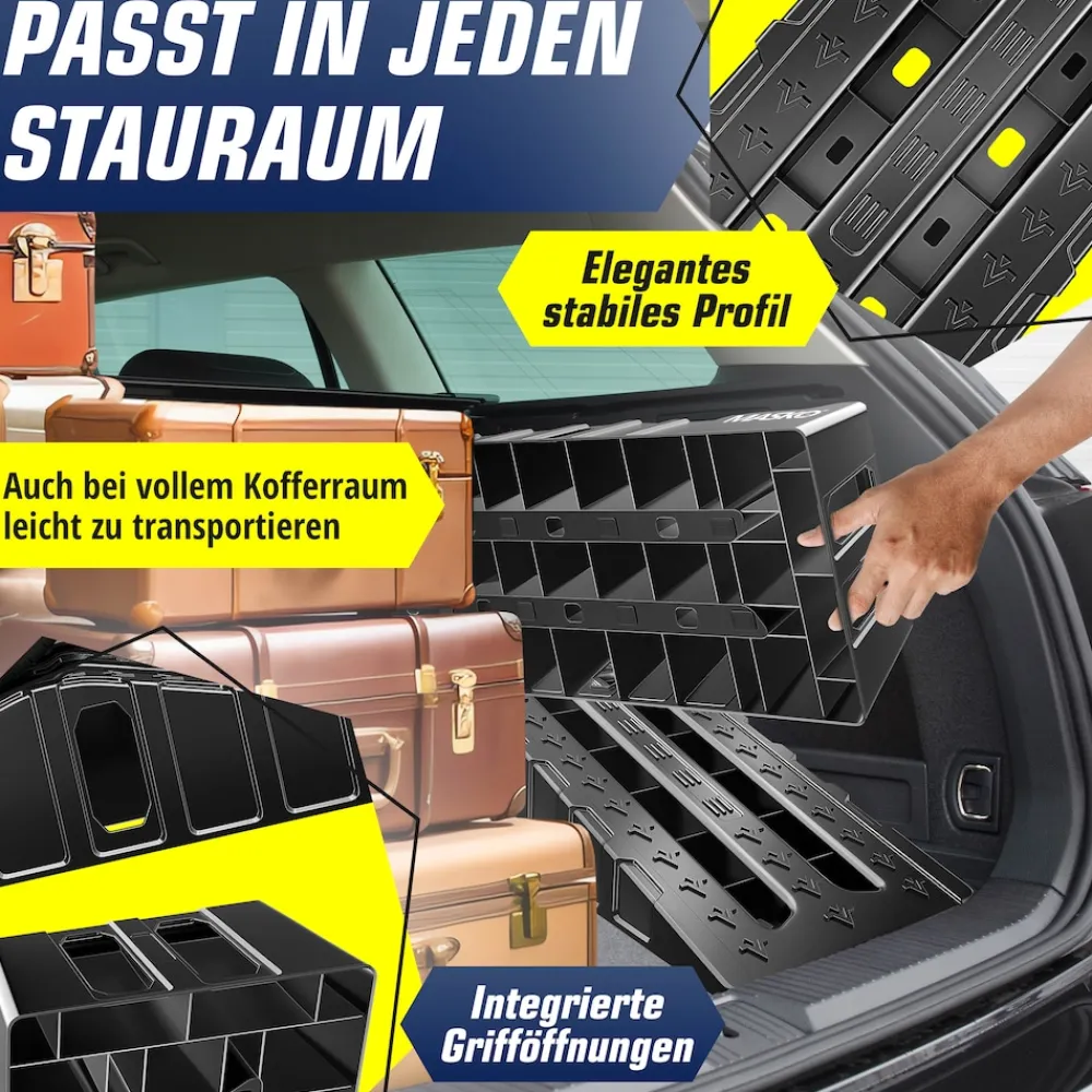 ® Auffahrrampe 2er Set | Auffahrkeile bis 5 t Traglast | KFZ-Rampe mit Überfahrschutz | Verladerampe rutschfest, robust und extra breit | Garagenrampen Autorampe Ölwechsel und Reparatur ^ MASKO Best
