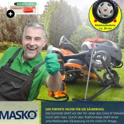 ® XXL Rasentraktorheber 450 kg Hebevorrichtung Hebebühne Aufsitzmäher – Rasentraktor Heber, 45° verstellbar, universal Reinigungshilfe mit Zubehör & Adapter (je nach Wahl) ^ MASKO Clearance