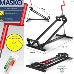 ® XXL Rasentraktorheber 450 kg Hebevorrichtung Hebebühne Aufsitzmäher – Rasentraktor Heber, 45° verstellbar, universal Reinigungshilfe mit Zubehör & Adapter (je nach Wahl) ^ MASKO Clearance