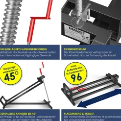 ® XXL Rasentraktorheber 450 kg Hebevorrichtung Hebebühne Aufsitzmäher – Rasentraktor Heber, 45° verstellbar, universal Reinigungshilfe mit Zubehör & Adapter (je nach Wahl) ^ MASKO Clearance