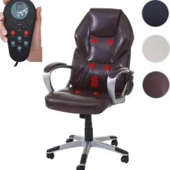 Massage-Bürostuhl -A69, Drehstuhl Chefsessel, Heizfunktion Massagefunktion Kunstleder ~ bordeaux ^ MCW Best