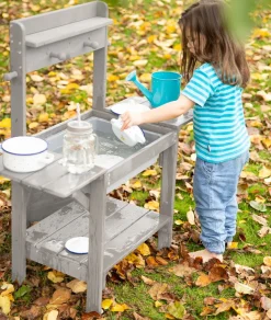 Roba Matschküche 'Midi' - Kinder-Gartenküche für Wasser & Sand, wetterfestes Massivholz grau New
