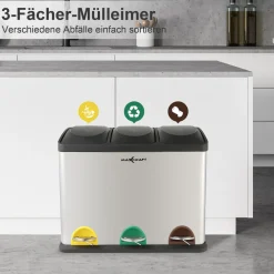 Mülleimer / Treteimer mit 3 Behältern - 54 Liter (3 x 18 Liter) ^ MAXCRAFT Online
