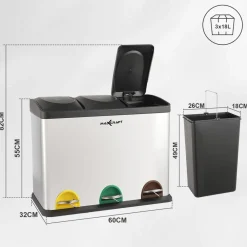 Mülleimer / Treteimer mit 3 Behältern - 54 Liter (3 x 18 Liter) ^ MAXCRAFT Online