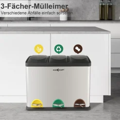 Mülleimer / Treteimer mit 3 Behältern - 54 Liter (3 x 18 Liter) ^ MAXCRAFT Online