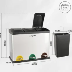 Mülleimer / Treteimer mit 3 Behältern - 54 Liter (3 x 18 Liter) ^ MAXCRAFT Online