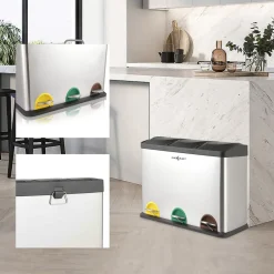 Mülleimer / Treteimer mit 3 Behältern - 54 Liter (3 x 18 Liter) ^ MAXCRAFT Online