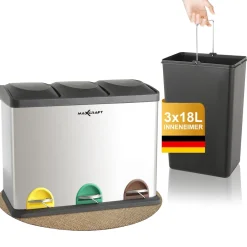 Mülleimer / Treteimer mit 3 Behältern - 54 Liter (3 x 18 Liter) ^ MAXCRAFT Online