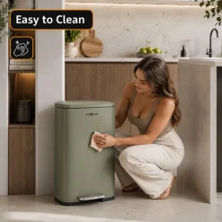 Mülleimer / Treteimer mit Soft Close Deckel - 50 Liter in Grün ^ MAXCRAFT
