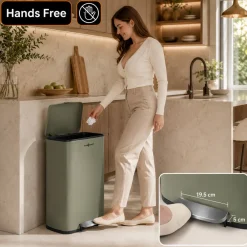Mülleimer / Treteimer mit Soft Close Deckel - 50 Liter in Grün ^ MAXCRAFT