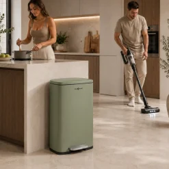Mülleimer / Treteimer mit Soft Close Deckel - 50 Liter in Grün ^ MAXCRAFT