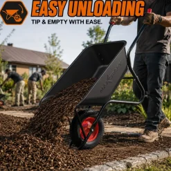 MAXCRAFT Schubkarre / Bauschubkarre Luftbereifung 250 kg 100 L Schwarz / Rot - Black Edition Clearance