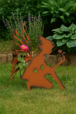 Gartendekoration mit Pflanztop Elfe knieend rost ^ Möbel direkt online Outlet