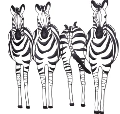 Möbel direkt online Wandekoration "Zebrafamilie" schwarz