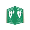 MEDX5 Defibrillator AED-Standort-Winkelschild, nachleuchtend, 20 cm x 20 cm Clearance