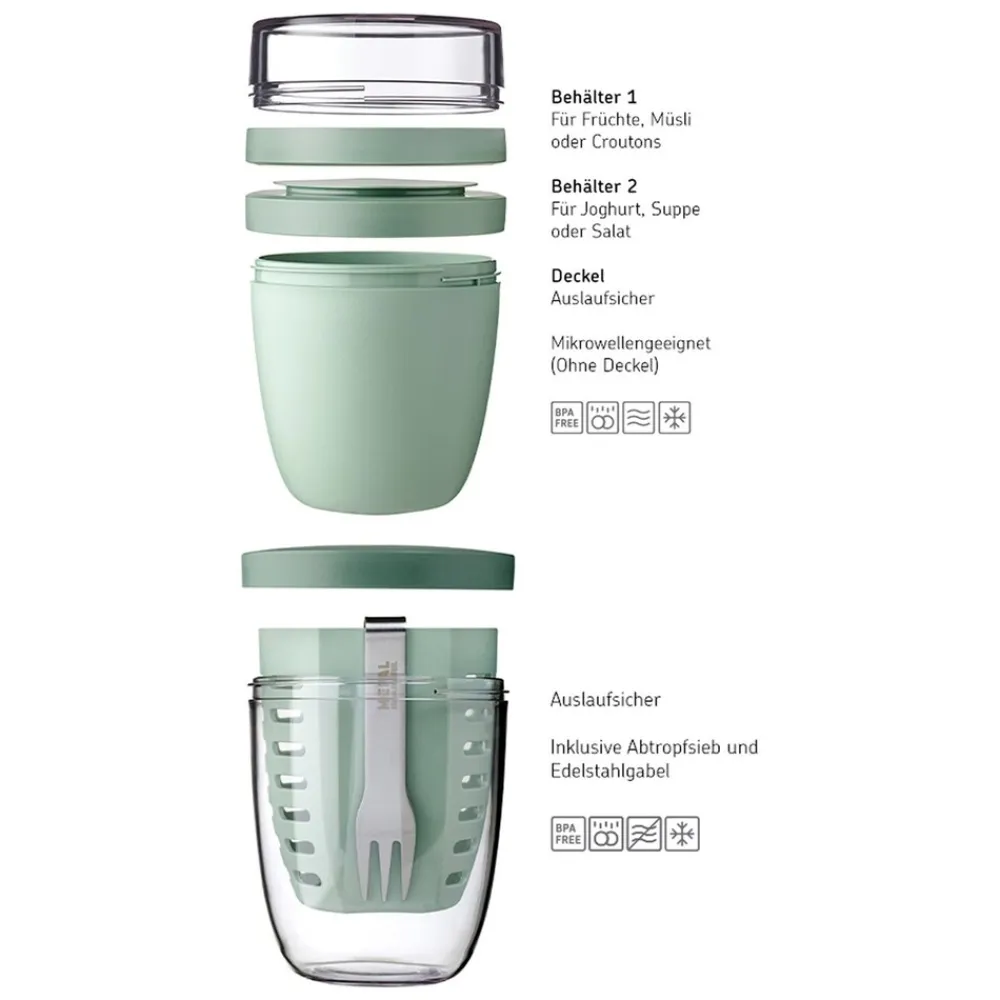 Mepal Lunchpot mit Fruitpot Ellipse 2er Set Nordic Green Discount