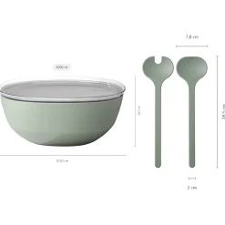 Servierschale mit Deckel & Salatbesteck Silueta 5000 ml ^ Mepal Online