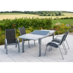 Merxx Tischgruppe Amalfi, 5-tlg. ca. 140/200 x 90 cm, schwarz marineblau