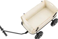 Miweba Holz-Bollerwagen Canvas, mit Dach, deichselgeführte Lenkachse, 180 kg, Profilreifen, Stahl Grau Best