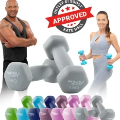 Miweba Sports Gymnastikhanteln 2er-Set NKH100, bodenschonend, 0,5-10 kg, Anti-Rutsch-Oberfläche (Grau, 2x 0,5 Kg) Sale