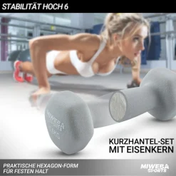 Miweba Sports Gymnastikhanteln 2er-Set NKH100, bodenschonend, 0,5-10 kg, Anti-Rutsch-Oberfläche (Grau, 2x 0,5 Kg) Sale