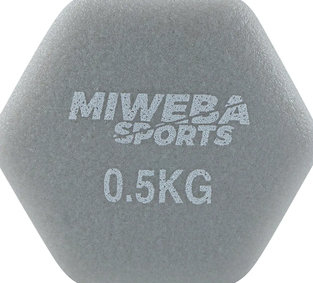 Miweba Sports Gymnastikhanteln 2er-Set NKH100, bodenschonend, 0,5-10 kg, Anti-Rutsch-Oberfläche (Grau, 2x 0,5 Kg) Sale