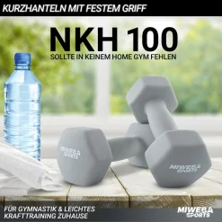Miweba Sports Gymnastikhanteln 2er-Set NKH100, bodenschonend, 0,5-10 kg, Anti-Rutsch-Oberfläche (Grau, 2x 0,5 Kg) Sale