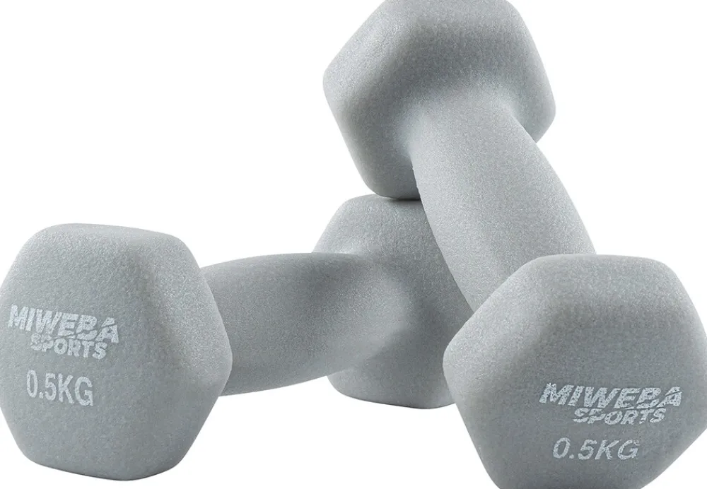 Miweba Sports Gymnastikhanteln 2er-Set NKH100, bodenschonend, 0,5-10 kg, Anti-Rutsch-Oberfläche (Grau, 2x 0,5 Kg) Sale