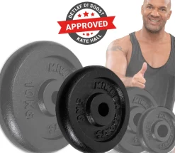 Miweba Sports Hantelscheiben HSG50, 2x 5 kg Hantel-Gewichte, passend für Ø 30mm, Set, Gusseisen New