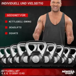 Kettlebell KB200, Kunststoff-Kugelhantel, 4-12 kg, Anti-Rutsch-Griff, Hartgummifüße (4,0 kg) ^ Miweba Sports Sale